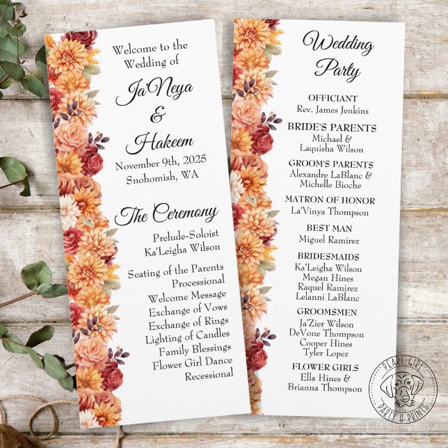 Programa de Boda Floral de Otoño (Subido por el creador)