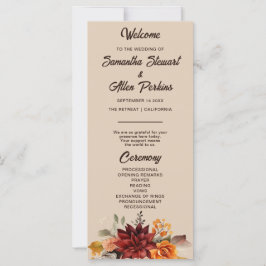 Programa de Boda Floral de Otoño Terracota Ligera