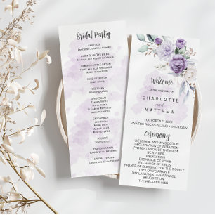 Programa de Boda Floral de Peonías Lavanda Púrpura