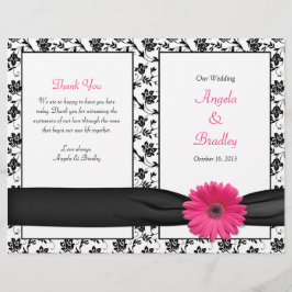 Programa de Boda Floral de Pink Gerber Daisy Damas