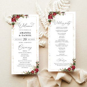 Programa de Boda Floral de Pino Rústico Poinsettia