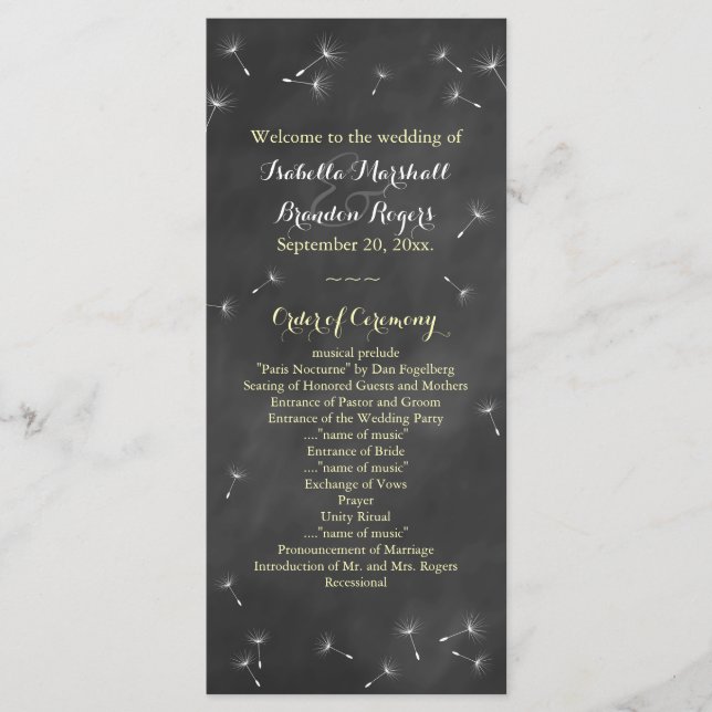 Programa de Boda Floral de Placa (amarillo) (Anverso)
