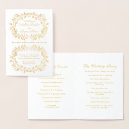 Programa de Boda Floral de Relieve metalizado dora