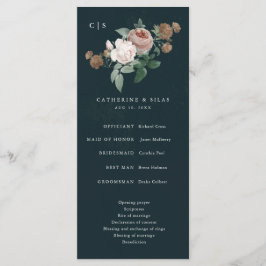 Programa de Boda Floral de Rosa Vintage Boho