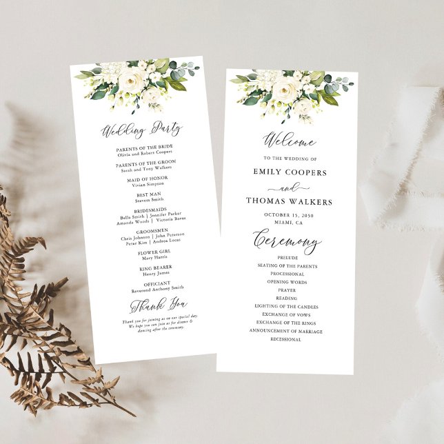 Programa de Boda Floral de Rosas Blancas (Subido por el creador)