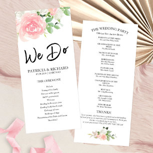 Programa de Boda Floral de Rosas Rosadas We Do Pin