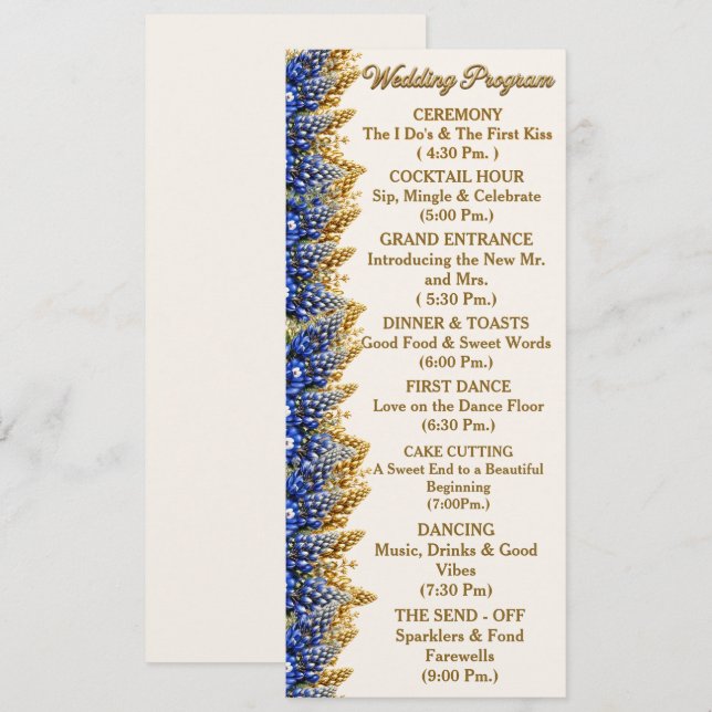 Programa de Boda Floral de Texas Bluebonnet (Anverso / Reverso)