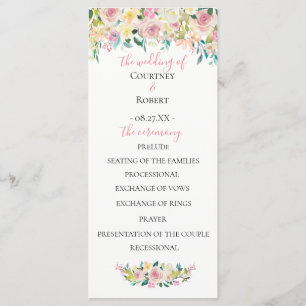 Programa de Boda Floral de Verano Pastel