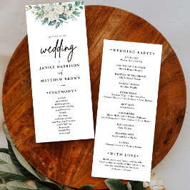 Programa de Boda Floral de Verde con Rosa Blanca E