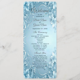 Programa de Boda Floral Decorativo Azul