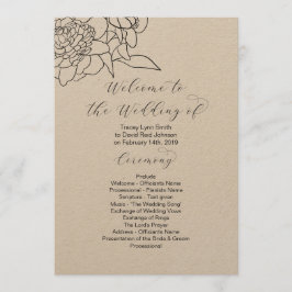 Programa de Boda Floral Dibujado a Mano 2 caras