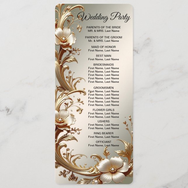 Programa de Boda Floral Dorado (Reverso)