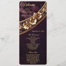 Programa de Boda Floral Dorado Ornamentado