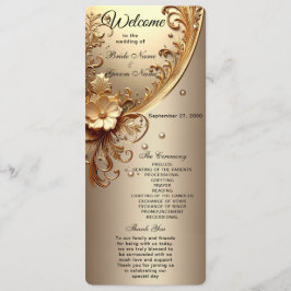 Programa de Boda Floral Dorado Ornamentado