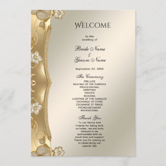 Programa de Boda Floral Dorado Ornate
