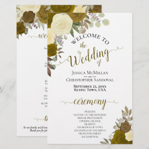 Programa de Boda Floral Dorado y Amarillo Económic