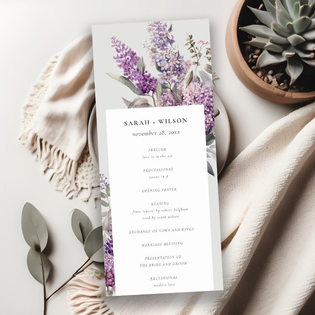 Programa de Boda Floral Dusky Lilac Green Cottage (Subido por el creador)