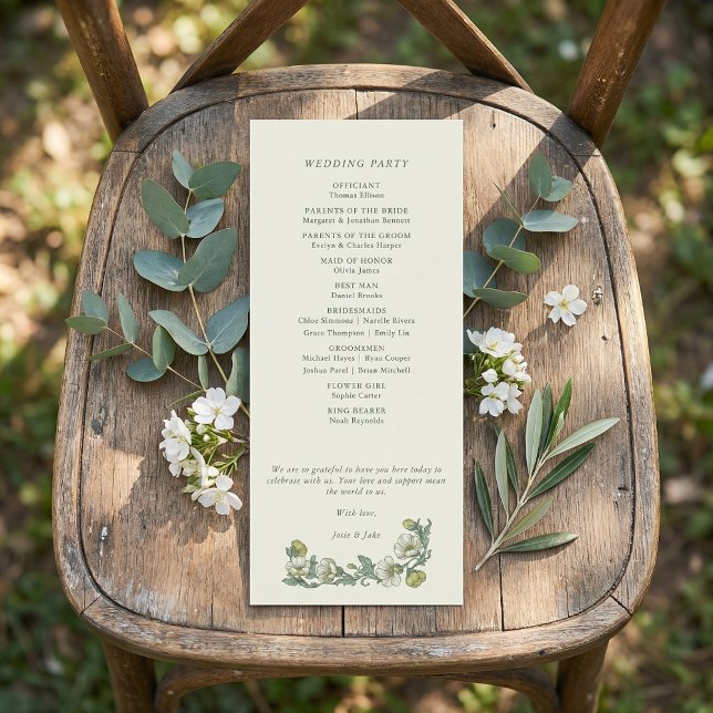 Programa de boda floral elegante art nouveau (Elegant art nouveau floral wedding program)