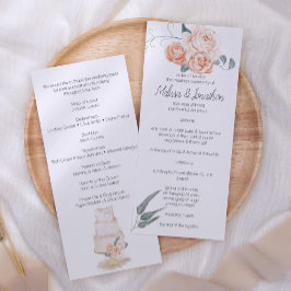 Programa de Boda Floral Elegante Boho Rosa Moderno