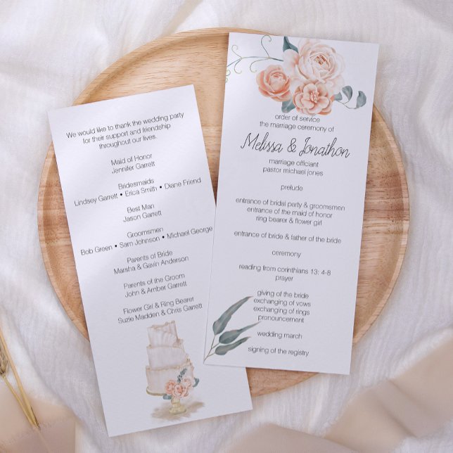Programa de Boda Floral Elegante Boho Rosa Moderno (Subido por el creador)