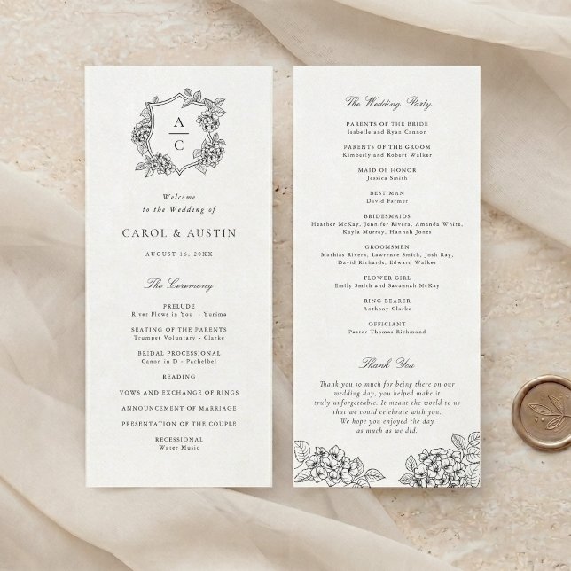 Programa de Boda Floral Elegante Cresta de Hortens (Subido por el creador)