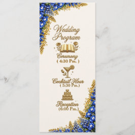 Programa de Boda Floral Elegante Cuenta Azul
