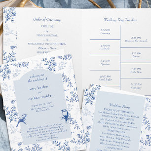 Programa de Boda Floral Elegante de Chinoiserie
