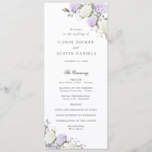 Programa de Boda Floral Elegante Hortensia Púrpura