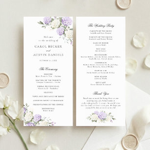 Programa de Boda Floral Elegante Hortensia Púrpura