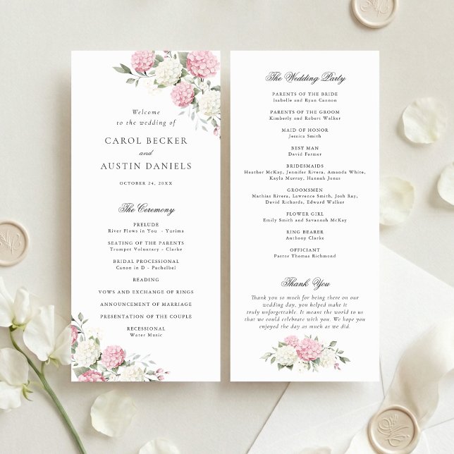 Programa de Boda Floral Elegante Hortensia Rosa (Subido por el creador)