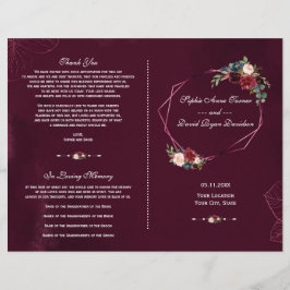 Programa de Boda Floral Geométrico Burgundy Real