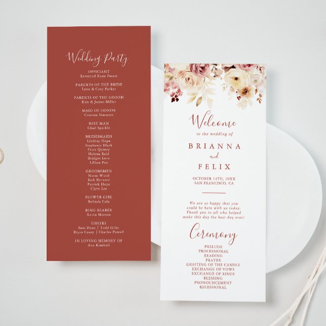 Programa de Boda Floral Graceful Calligraphy (Subido por el creador)