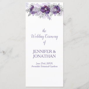 Programa de Boda Floral Gris de Lavanda Púrpura