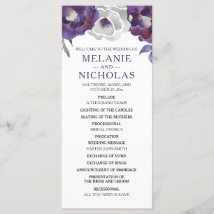 Programa de Boda Floral Gris Púrpura, 3953