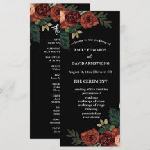 Programa de Boda Floral Jardín Romántico Negro