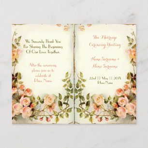 programa de boda floral lindo, rosas