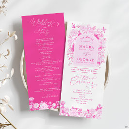 Programa de Boda Floral Magenta Pink Chinoiserie