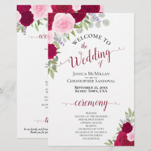 Programa de Boda Floral Magenta y Rosa