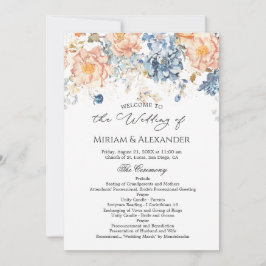 Programa de Boda Floral Melocotón Rubor Azul