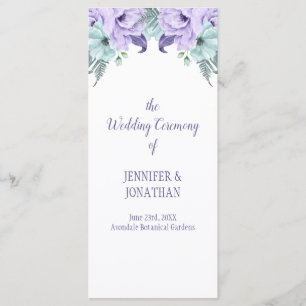 Programa de Boda Floral Mint de Lavanda Púrpura