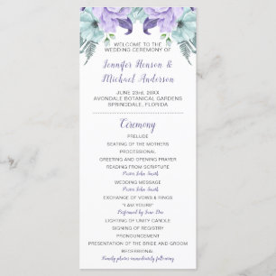 Programa de Boda Floral Mint de Lavanda Púrpura