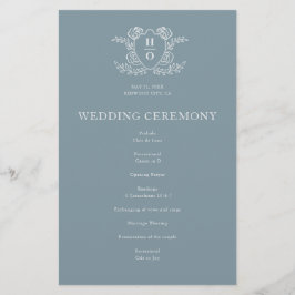 Programa de Boda Floral Monograma Cresta Vintage A