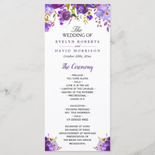 Programa de Boda Floral Morado Ultra Violeta