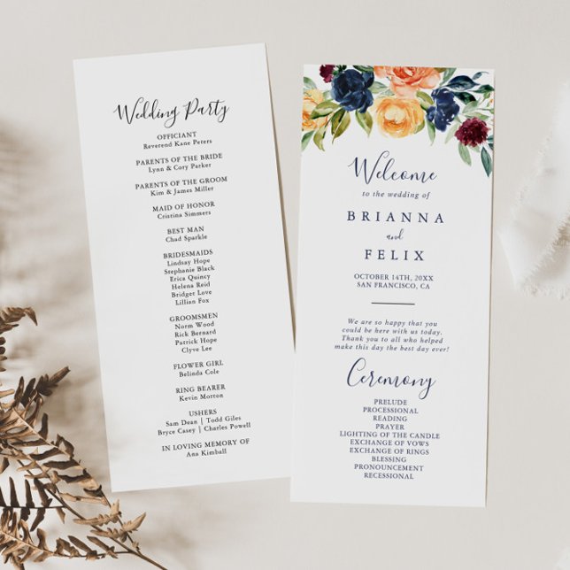 Programa de Boda Floral Multicolor Elegante (Subido por el creador)