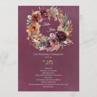 Programa de Boda Floral Otoñal Malhumorado