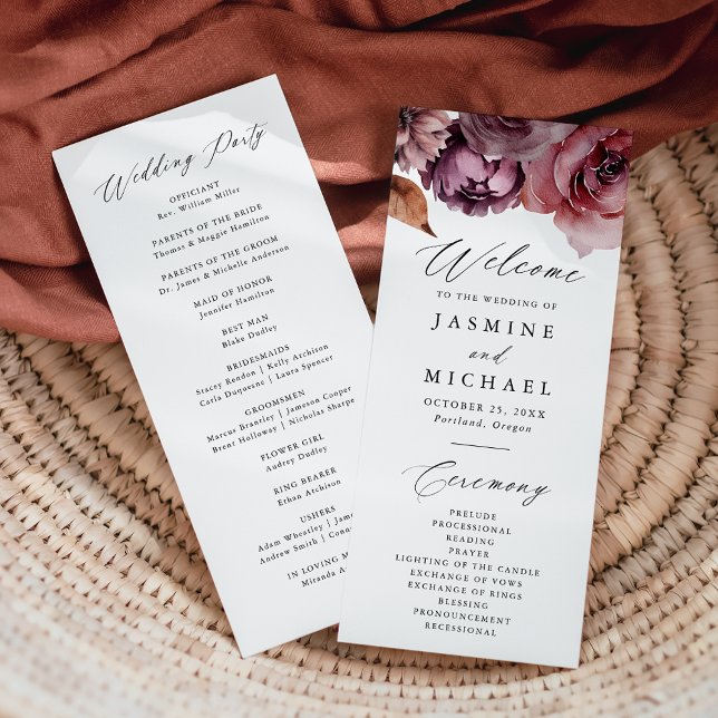 Programa de Boda Floral Otoñal Rústico con Marsala (Subido por el creador)