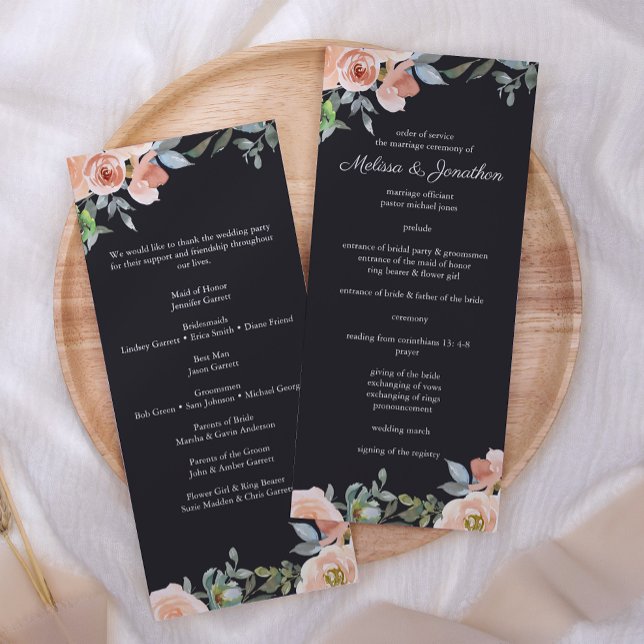 Programa de Boda Floral Pastel Verde Melocotón Mar (Subido por el creador)