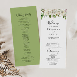 Programa de Boda Floral Peony en Invierno Blanco
