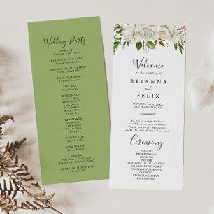 Programa de Boda Floral Peony en Invierno Blanco