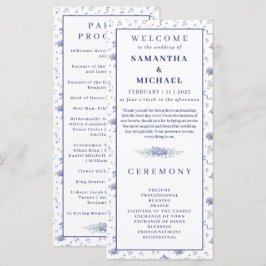 Programa de Boda Floral Pequeño Flores Azul Marino